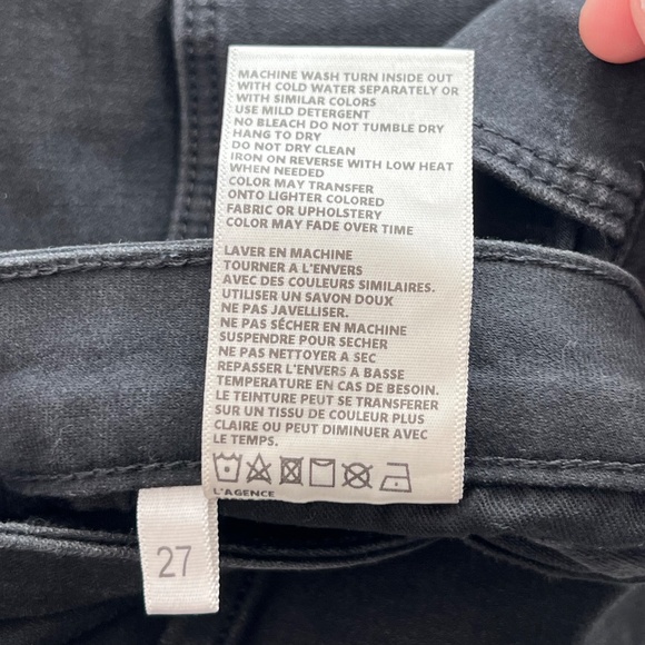 L’agence Margot HighRise Skinny Jean Zinc Destruct Sz 27 Black Denim Distressed - Picture 10 of 13